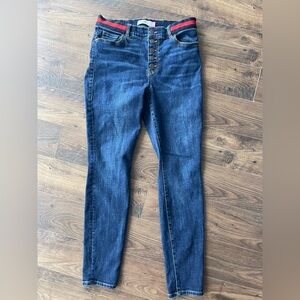 CAbi #3751 Button-Fly High Rise Simone Skinny Dark Wash Jeans Size 8 EUC